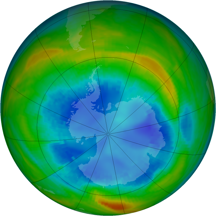 Antarctic ozone map for 25 August 1987